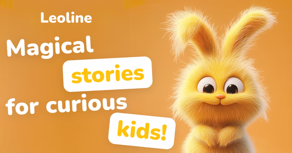 Leoline, the orange rabbit storyteller for children