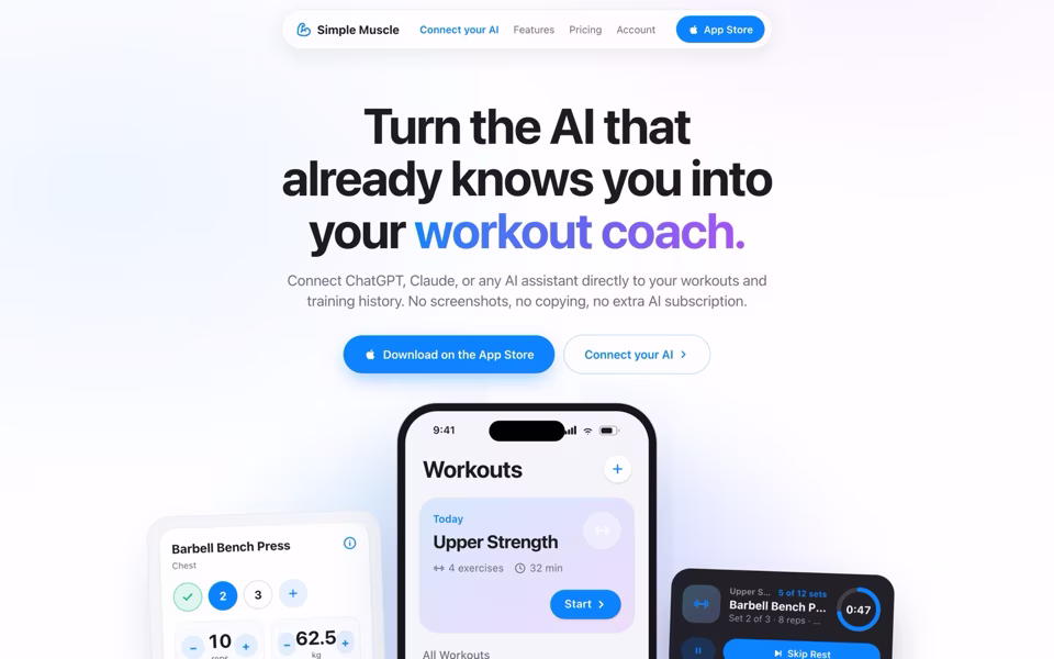 The Simple Muscle landing page