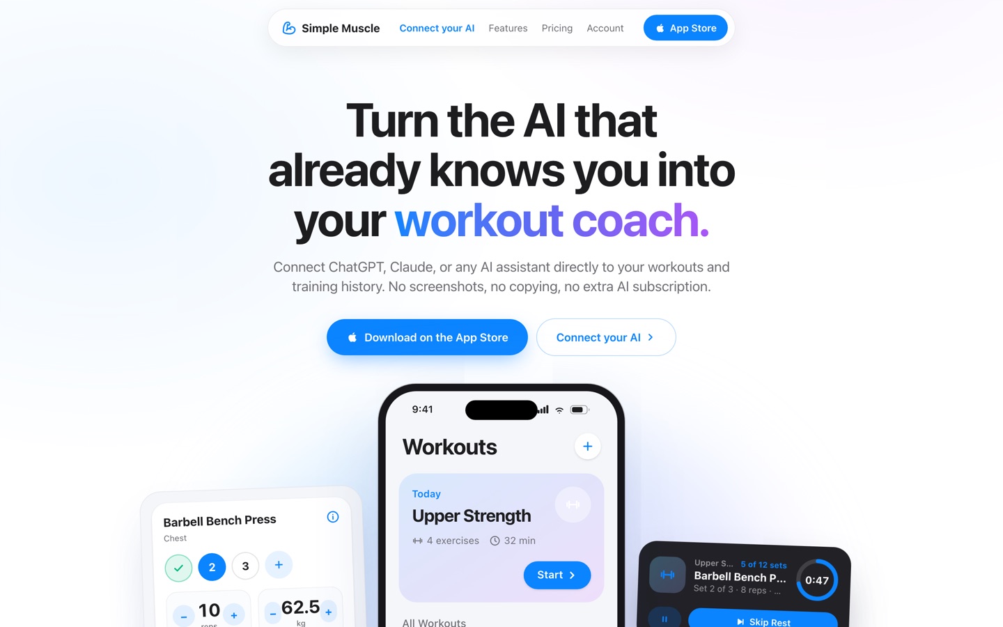 The Simple Muscle website and iPhone app